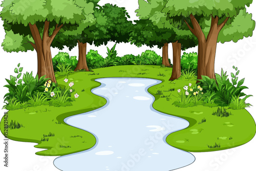 Flood in the forest vector illustration 