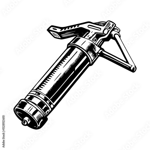 A vintage style illustration of grease gun