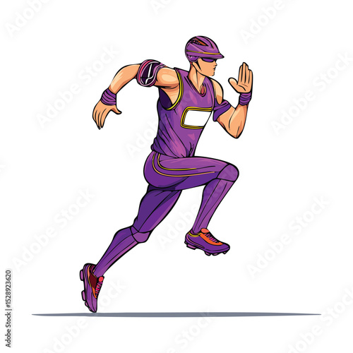 Colorful vector illustration of a marathon runner in full stride