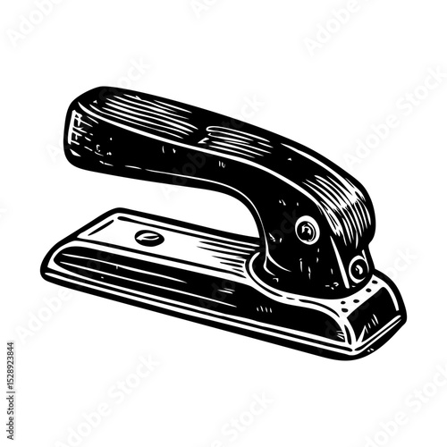 A vintage style illustration depicting stapler