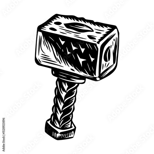 A vintage style illustration of iron hammer