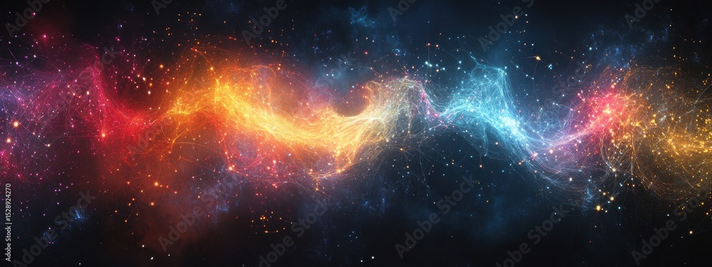 Obraz premium Abstract Cosmic Nebula Glowing Energy Lines Digital Art Space Background