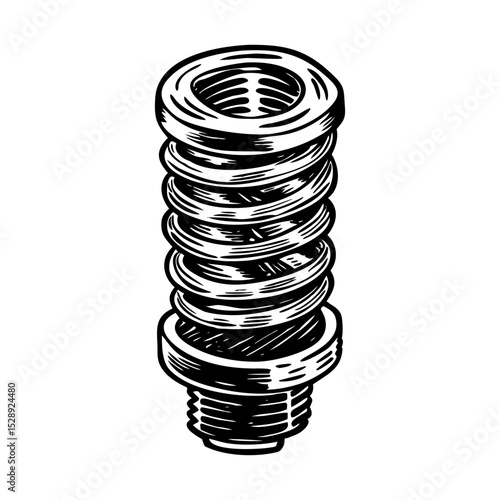 A vintage style illustration of metal coil