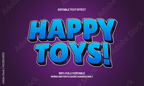 happy toys editable text effect with a play and kids text style