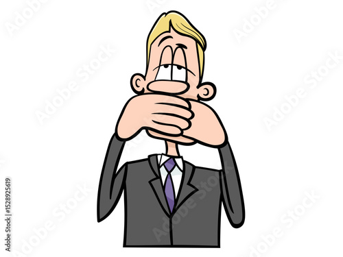 Man Covering His Mouth in Silence Keeping His Secret Safe