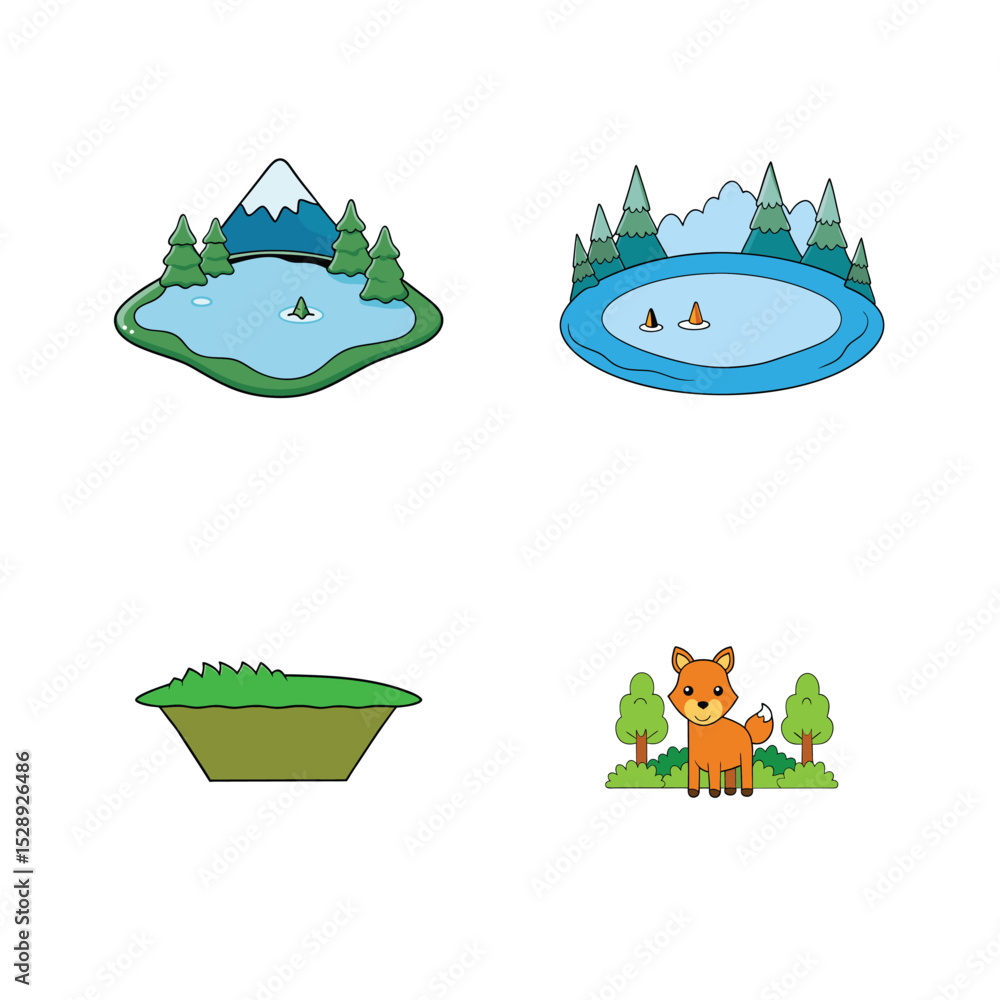 Fototapeta premium cartoon flat background scenery