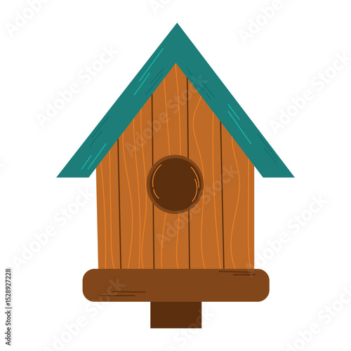 Spring  birds house   single element. Cute craft houses for birds flat line vector elements white background