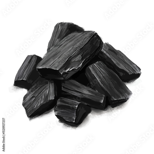 Vector wood charcoal 