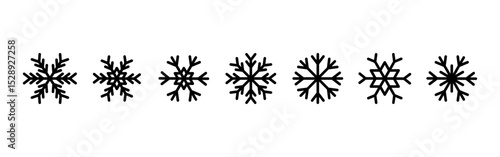 Vector illustration of snowflakes icon set on transparent background