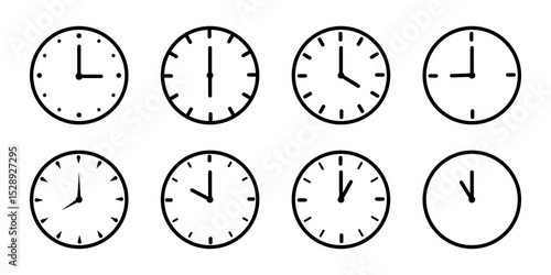 Vector illustration of Clock icon set isolated on transparent background