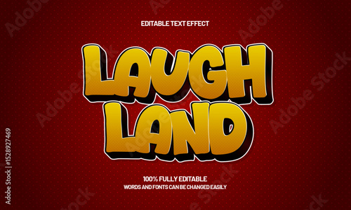 laugh land editable text effect with a play and kids text style