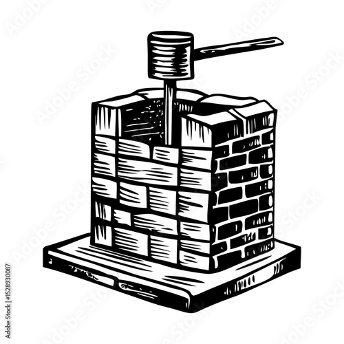 A vintage style illustration showing brickwork