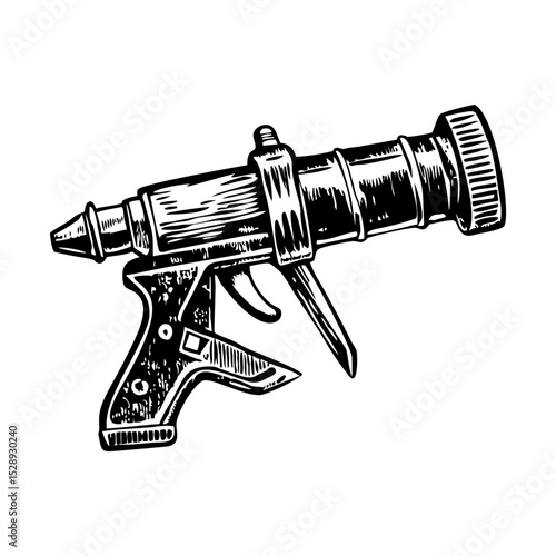 A vintage style illustration showing grouting gun