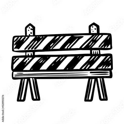 A vintage style illustration showing barricade
