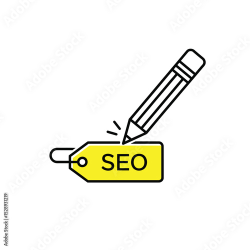 Seo optimization tag with pencil icon