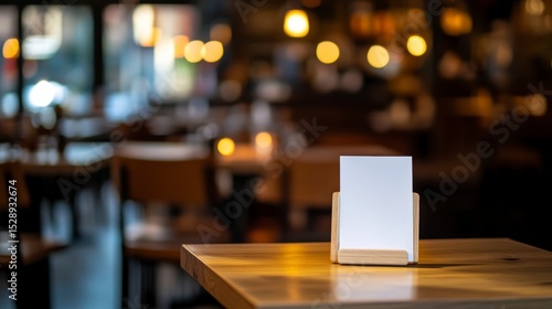 Wallpaper Mural Blank menu card on wooden table in a dimly lit restaurant. Torontodigital.ca