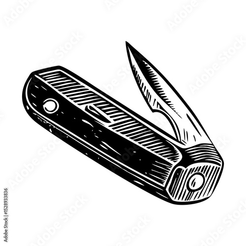 A vintage style illustration showing utility knife