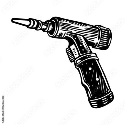 A vintage style illustration showing welding torch