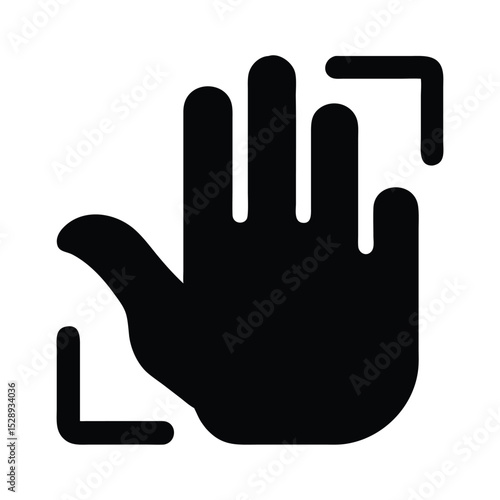 Simple black hand gesture icon representing zoom out functionality