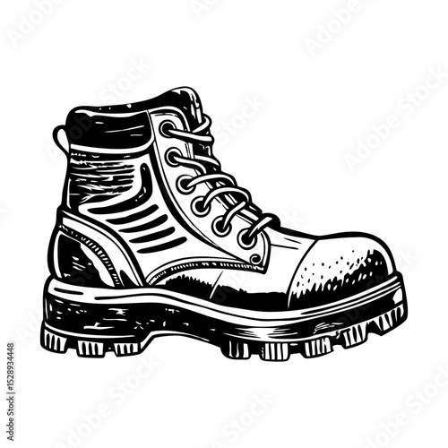 A vintage style illustration showing safety shoe