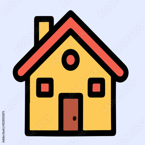 House vector red roof mini cottage, suitable for home rental icons, estate promotion, and app graphics.