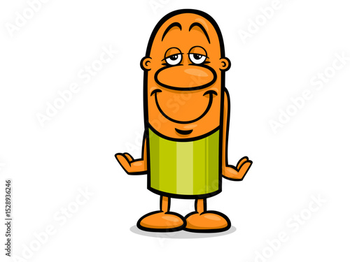 Funny Orange Character Standing Confidently with Arms Outstretched