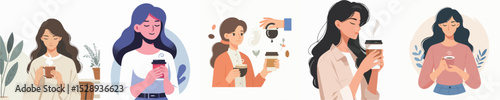 vector female character holding coffee