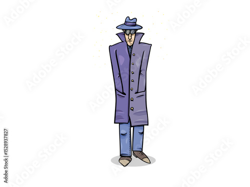 Mysterious Person in a Hat and Trench Coat Standing Outdoors