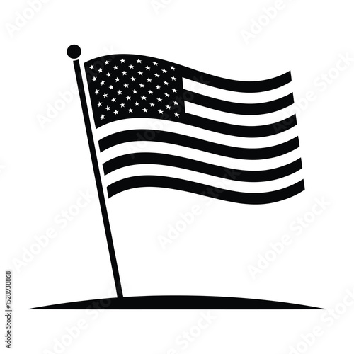 Simple black and white american flag icon
