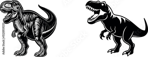 set of vector dinosaur silhouette.