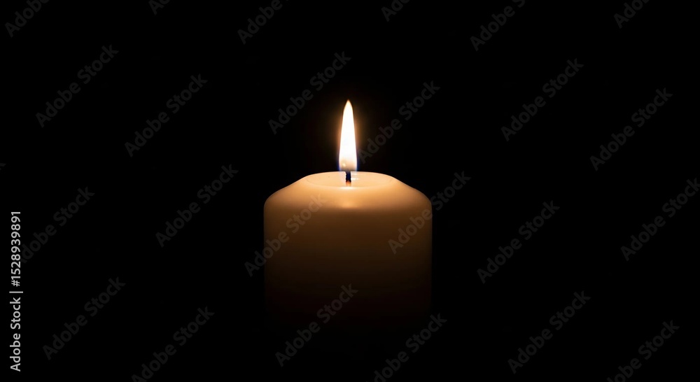 Burning Candle on Black Background Burning Candle on Black Background