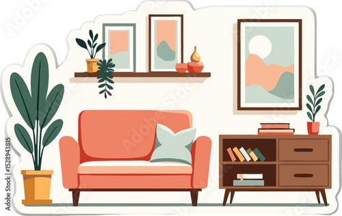 Cozy and Modern Living Room Interior with Stylish Furniture