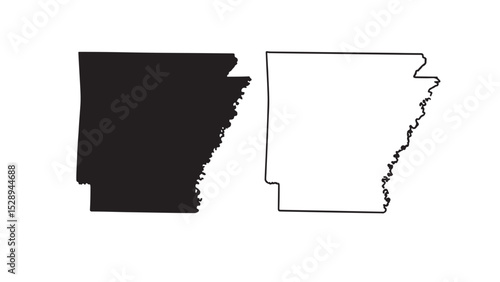 Arkansas state map with black silhouette and outline on white background