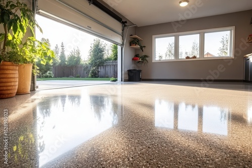 Bright and Modern Garage with Polished Concrete Floor and Windows