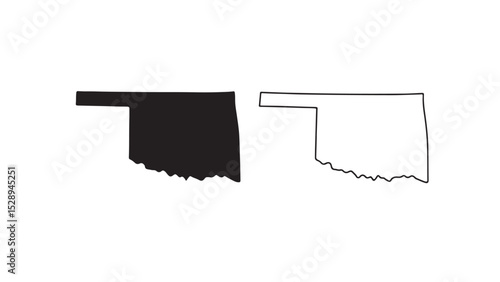Oklahoma state map with black silhouette and outline on white background