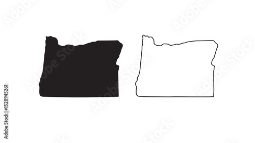 Oregon state map with black silhouette and outline on white background