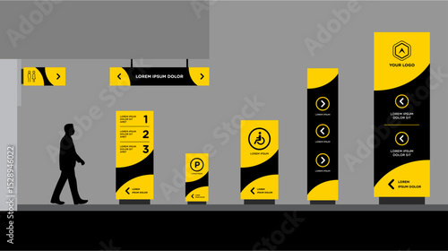 Exterior and interior signage template set corporate identity