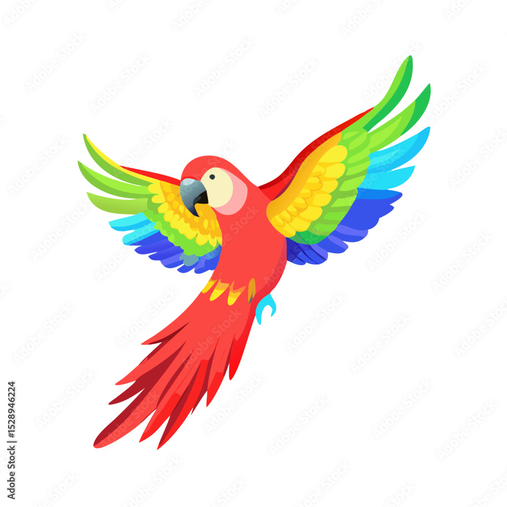 Obraz premium Colorful flying parrot on a white background 