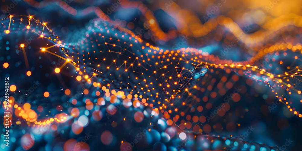 Abstract digital network pattern with glowing dots, future technology and cyber network concept
Abstract digital network pattern with glowing dots, future technology and cyber network concept