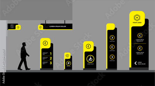 Exterior and interior signage template set corporate identity