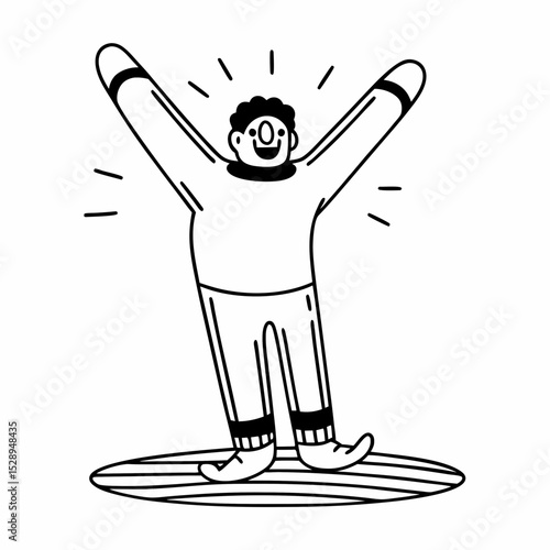 Happy man celebrating success with arms raised