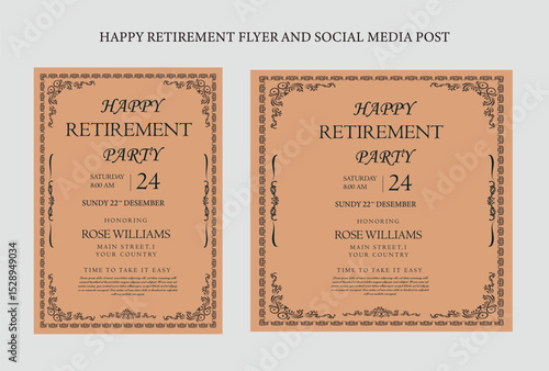 Retirement Flyer Design Template. Retirement Party Invitation Layout, square banner, and a4 poster, Retirement flyer template. Happy retirement party flyer design. 