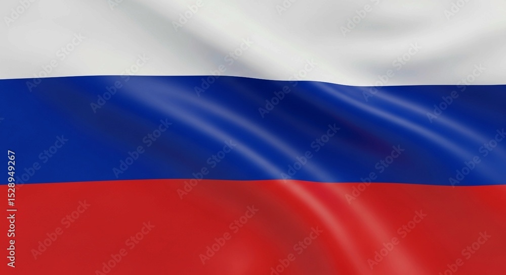 A vibrant depiction of the Russian flag, with its iconic white, blue, and red bands gently rippling.
A vibrant depiction of the Russian flag, with its iconic white, blue, and red bands gently rippling.