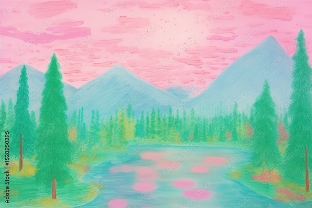 Fototapeta premium Lake art backgrounds painting.