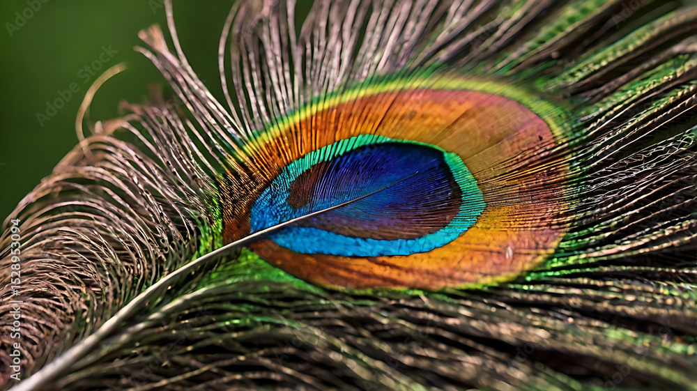 Obraz premium Vibrant Peacock Feather Close-Up