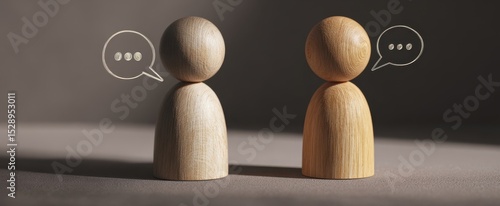The two wooden figurines engaging in a thoughtful conversation and meaningful dialogue.