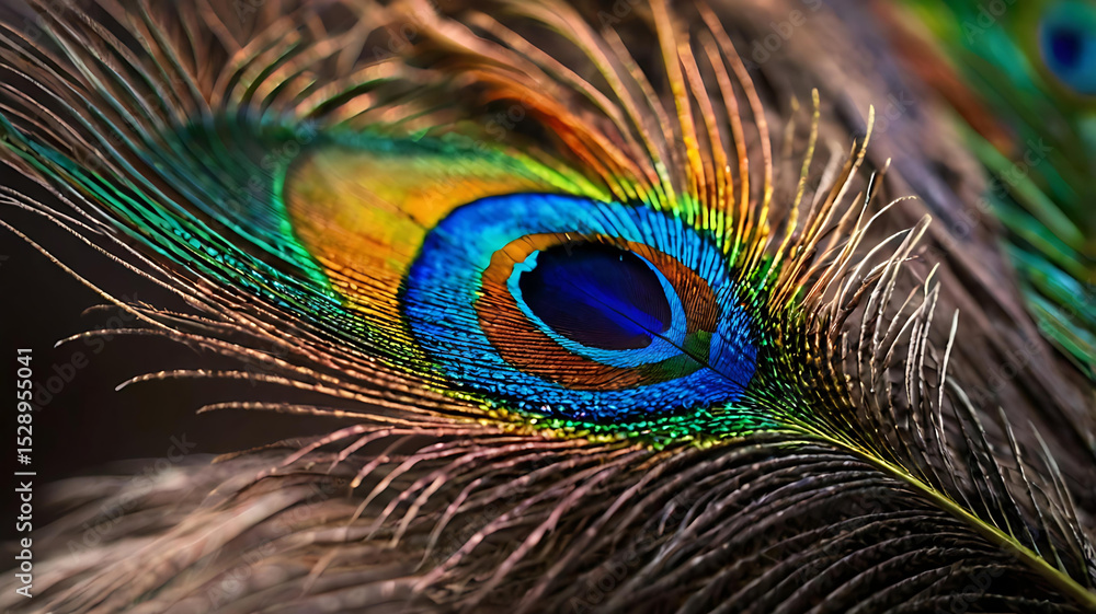 Obraz premium Vibrant Peacock Feather Close-Up