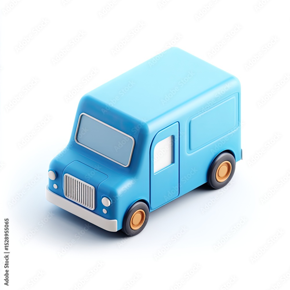 Simple blue delivery van, 3D model Simple blue delivery van, 3D model