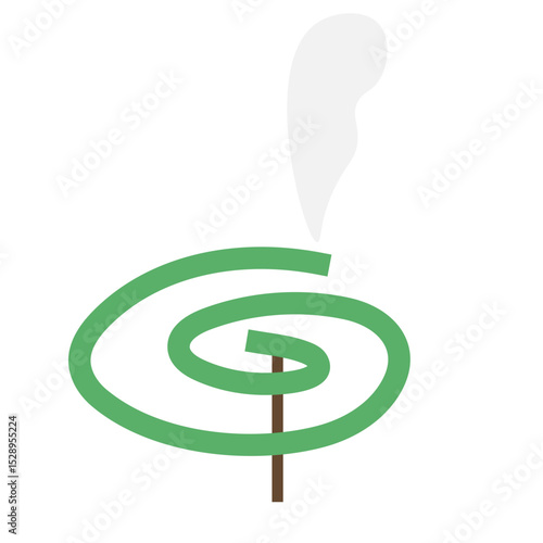 Japanese mosquito coil with smoke illustration