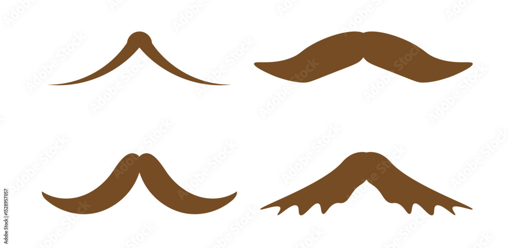 Fototapeta premium mustache set on white background,